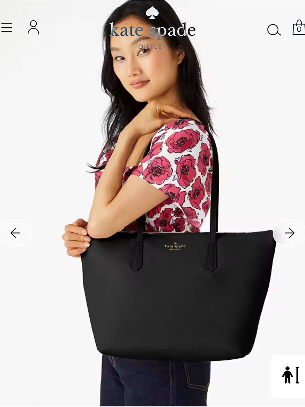 kate spade Black Leather Tote with Gold Logo